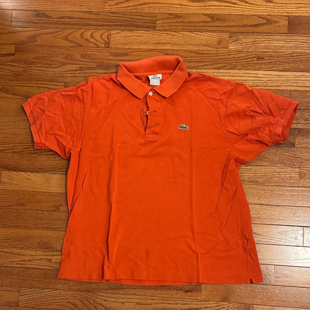 Lacoste Men's Bright Orange Polo Shirt size 6 (France) fits like a L